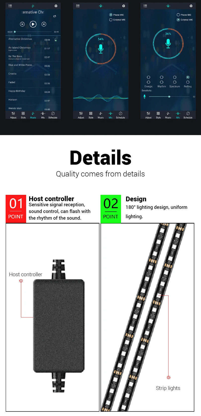 SEAMETAL Neon LED Strip Light Underbody Remote